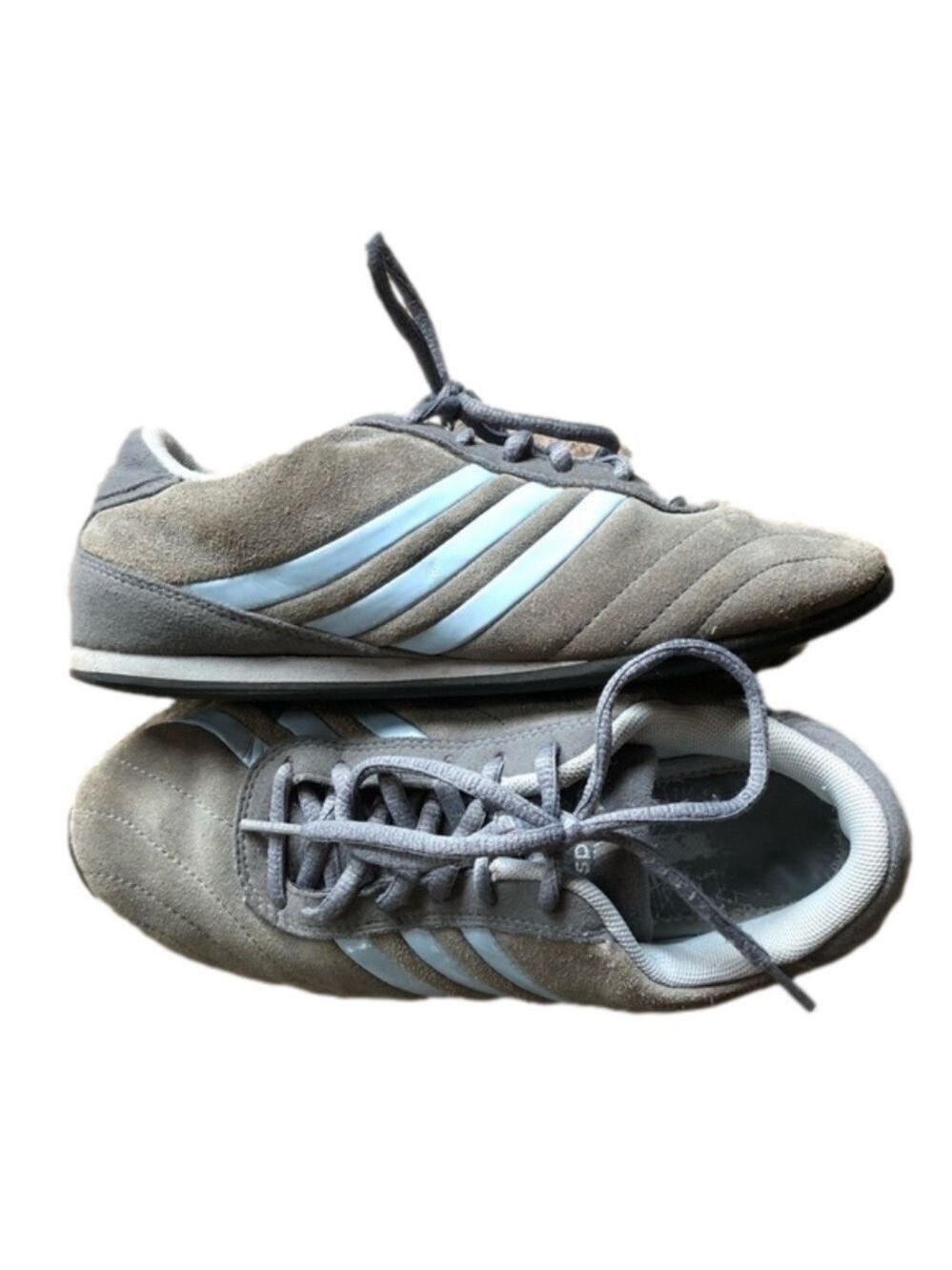 Adidas grey with baby blue three stripe shoe size 5.5